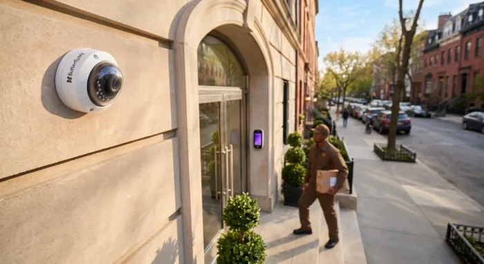 Residential Building 5 butterflymx dome security camera delivery man hero mobile 700x382 1